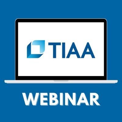 "TIAA Webinar" with a graphic image of a laptop